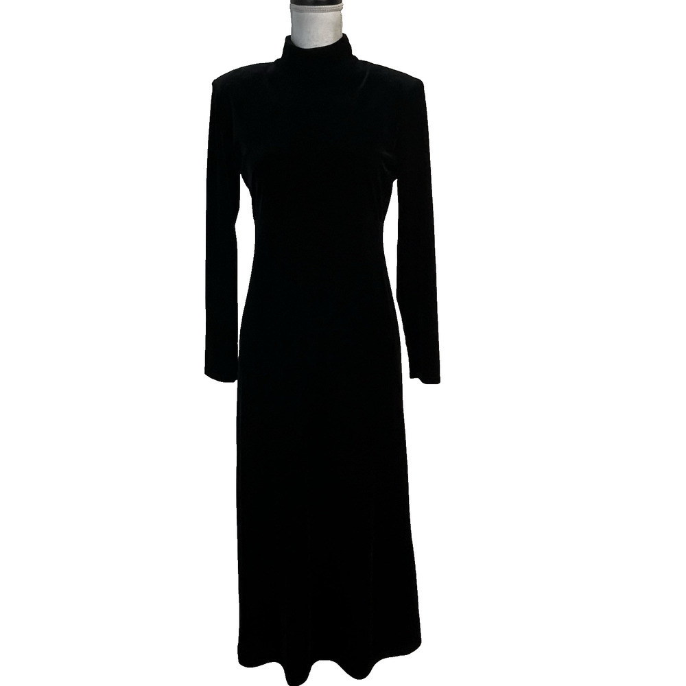 K.C. Spencer New York Dress Women's Petite Size 6 Black Velour Vintage Evening